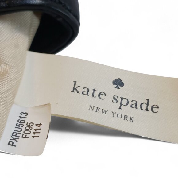 Kate Spade Black Leather Mini Flap Bag – Bow Turn-Lock Closure, Faux Pearl Chain - Picture 11 of 14